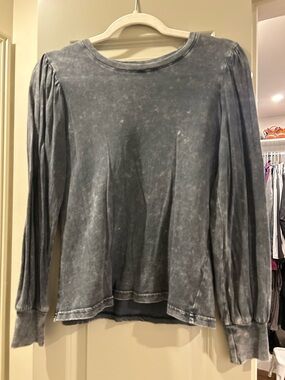 Rails Washed Charcoal Puff Sleeve Long-Sleeve Tee